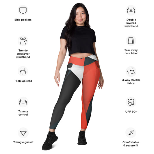 Crossover leggings with Pockets  ( Plus sizes available )